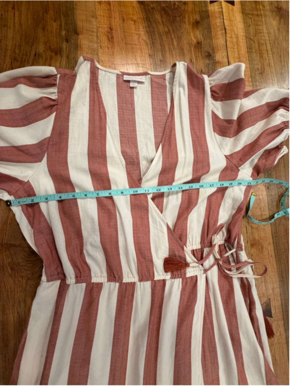 Knox Rose Maxi Wrap Dress XL Pink Cream Stripe Cotton Coastal Resort Tiered Pock - Picture 11 of 13
